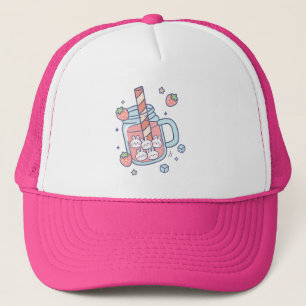 Boné Kawaii Bunny Strawberry Drink
