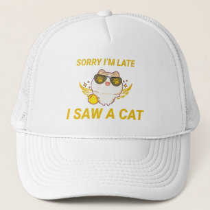 Boné Kawaii Engraçado Cat   Desculpe estar atrasado, vi