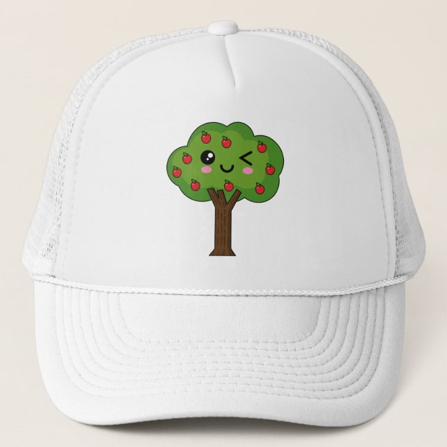 Boné Kawaii Happy Winking Apple Tree (Frente)