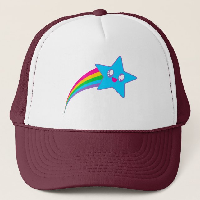 Boné Kawaii Rave Neon Estrela Arco-íris (Frente)