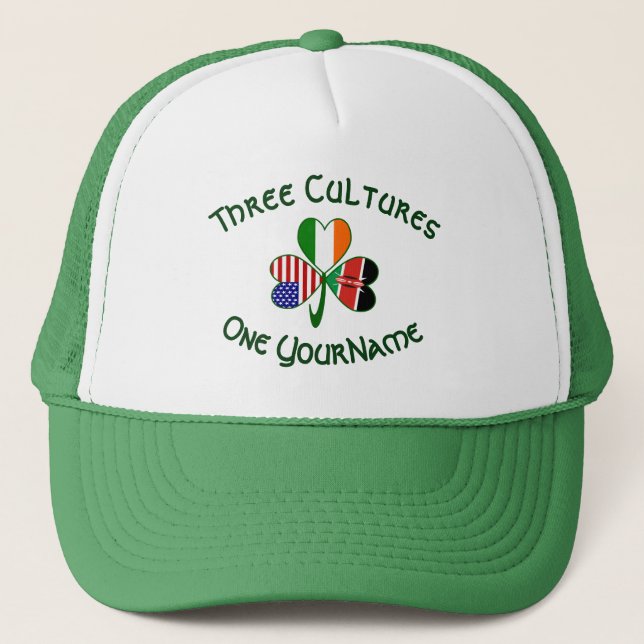 Boné Kenya Irlanda EUA Trevo Bandeira Personalizada  (Frente)