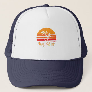 Boné Key West Florida Retro Vintage Sunset Palm Tree Be