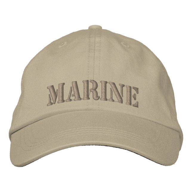 Boné Khaki bordado com MARINE (Frente)