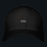 Boné King Custom Black Versatile Headwear Style-Hat<br><div class="desc">Step into authority with the “KING” text printed on this black Flexfit wool cap,  built for bold personalities. The clean design delivers a strong visual impact without being loud. 

Perfect for those who carry confidence naturally in their everyday style.</div>