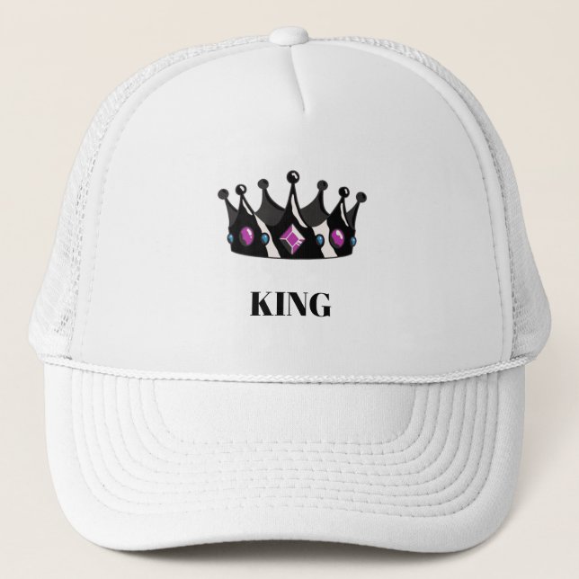 Boné KING Texto Impresso Coroa Estilosa imagem Branco (Frente)