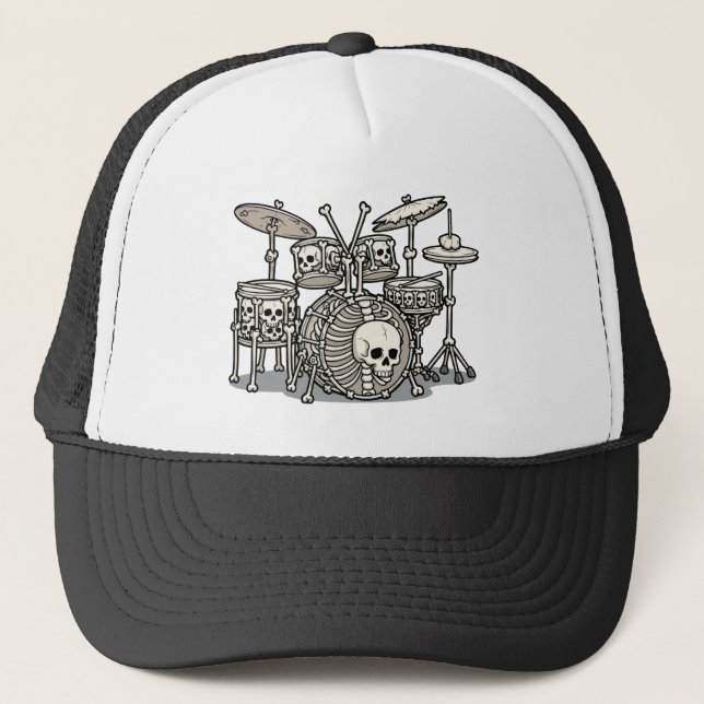 Boné Kit de Bateria Esqueleto Heavy Metal (Frente)