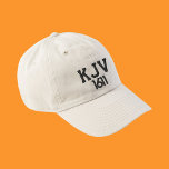 Boné KJV 1611 Chapéu Negro e Branco de Baseball<br><div class="desc">Uma declaração simples mas profunda do seu amor pela conservada KJV 1611 King James Bíblia. Preto e Branco.</div>