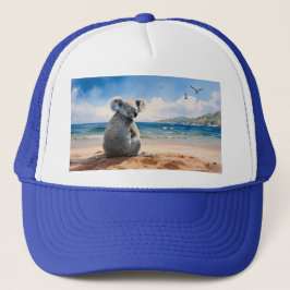 Boné Koala observando o oceano