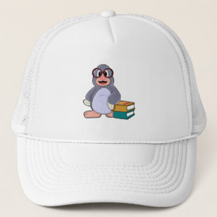 Boné Lã com óculos e livros