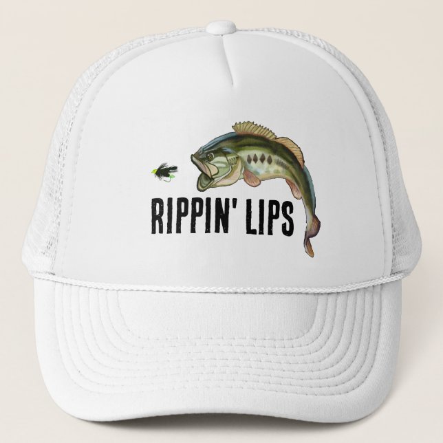 Boné Lábios De Rippin, Bass De Pesca De Largemouth Hat (Frente)
