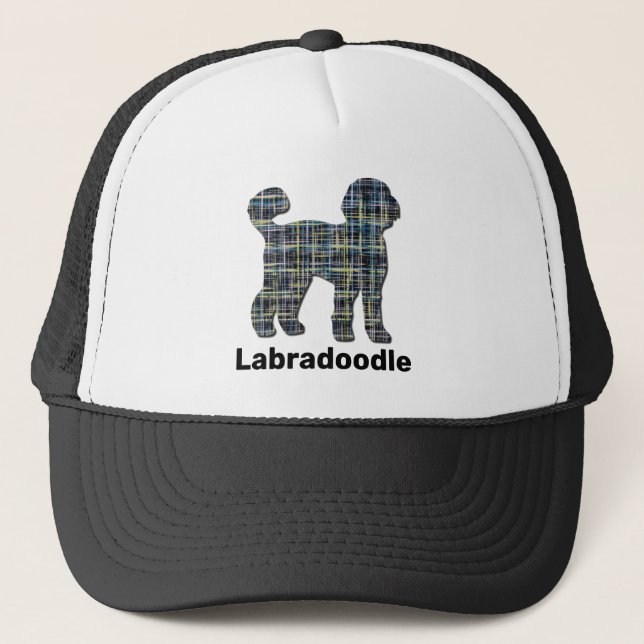 Boné Labradoodle Cachorro Silhouette Grades Amarelas e  (Frente)