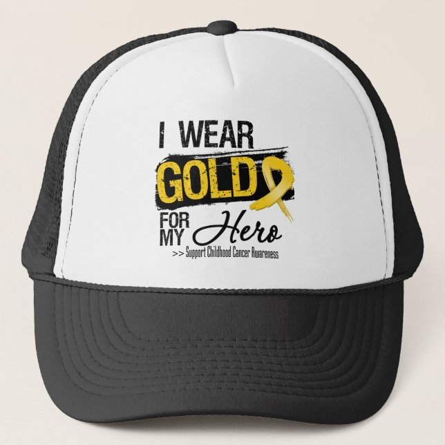 Boné Laço do Câncer Infantil Para Meu Herói (Frente)