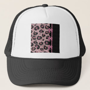 Boné Laços de Fita Estampa de Leopardo Rosa RAB Rockabi