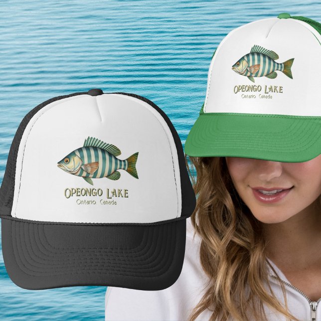 Boné Lago Opeongo Ontário Canadá náutico peixe (Criador carregado)