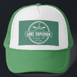 Boné Lago Superior, cidade personalizada, nome, âncora,<br><div class="desc">Este design de ancoragem náutica do Lago Superior é personalizado com a sua cidade ou área preferida de Minnesota, Wisconsin, Michigan ou Ontário (como Duluth, Beaver Bay, Lutsen, Grand Marais, Two Harbors, Bayfield, Madeline Island, Bailey Harbor, Egg Harbour, Sturgeon Bay, Marquette, Munising, Big Bay, Thunder Bay, etc.) e o seu...</div>