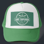 Boné Lago Superior, cidade personalizada, nome, âncora,<br><div class="desc">Este design de ancoragem náutica do Lago Superior é personalizado com a sua cidade ou área preferida de Minnesota, Wisconsin, Michigan ou Ontário (como Duluth, Beaver Bay, Lutsen, Grand Marais, Two Harbors, Bayfield, Madeline Island, Bailey Harbor, Egg Harbour, Sturgeon Bay, Marquette, Munising, Big Bay, Thunder Bay, etc.) e o seu...</div>