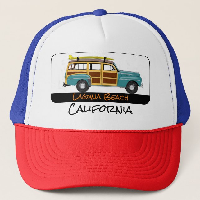 Boné Laguna Beach California Surf Woody Trucker Hat (Frente)