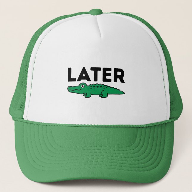 Boné Later Alligator Funny Gator Animal Green Mens  (Frente)
