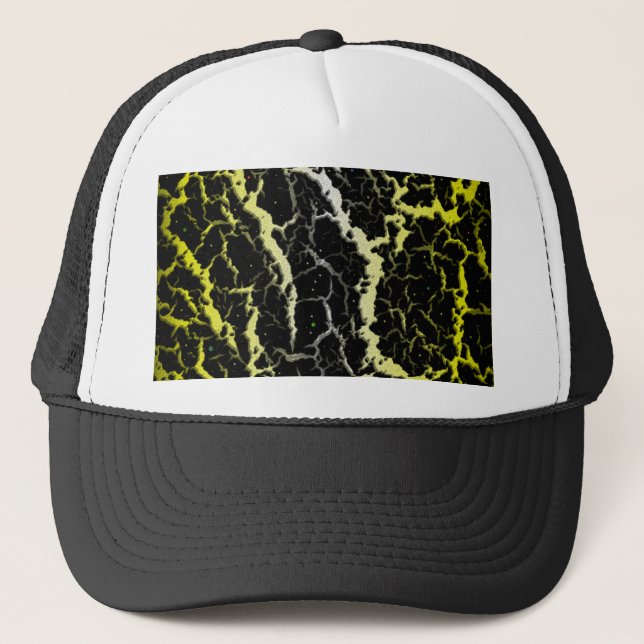 Boné Lava de espaço rachada - Branco/Amarelo (Frente)