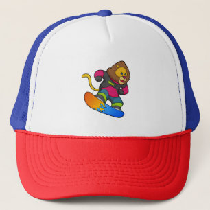 Boné Leão como Snowboarder com Snowboard