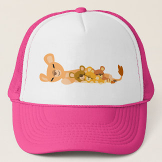 Boné Leão de Mãe e Cubos de Cartoon Bonitos