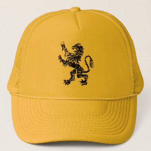 Boné Leão desenfreado preto heráldico