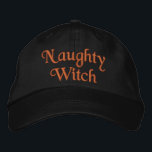 Boné Legal e divertida, bruxa-malvada, citar preto verm<br><div class="desc">Um legal boné de baseball preto bordado vermelho de bruxa travessa. Pode ser personalizado com um nome ou outro texto. Uma bela ideia de presente feiticeiro para bruxas com humor.</div>