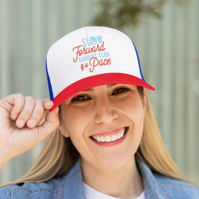 Boné Lentos Runners Club Funny Slony Blue Orange Text (Criador carregado)