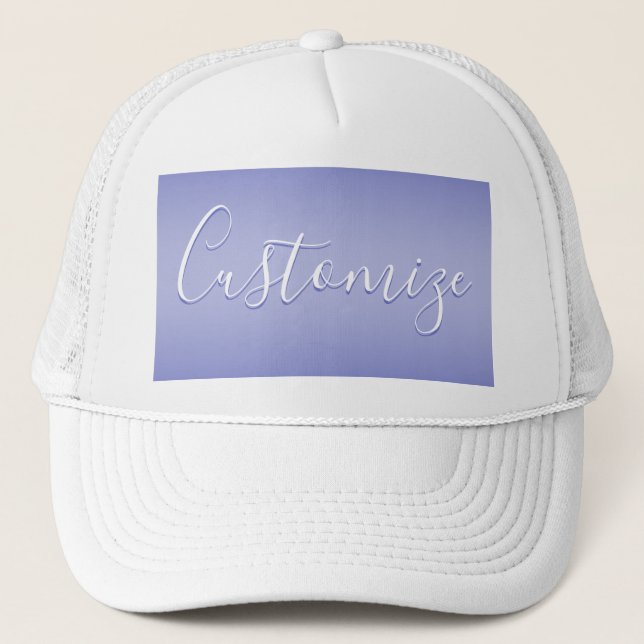 Boné Letra Cursiva Editável | Branco e Violeta Roxo (Frente)