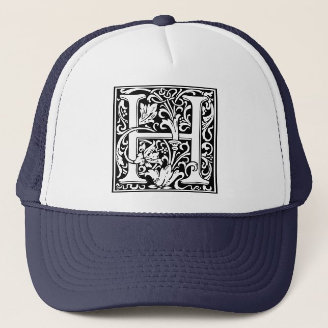 Boné Letra H Monograma Medieval Vintage Inicial (Frente)