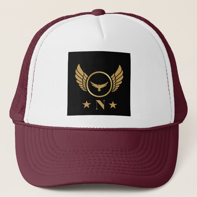Boné Letra Inicial N Personalizada Impressa em Branco e (Frente)