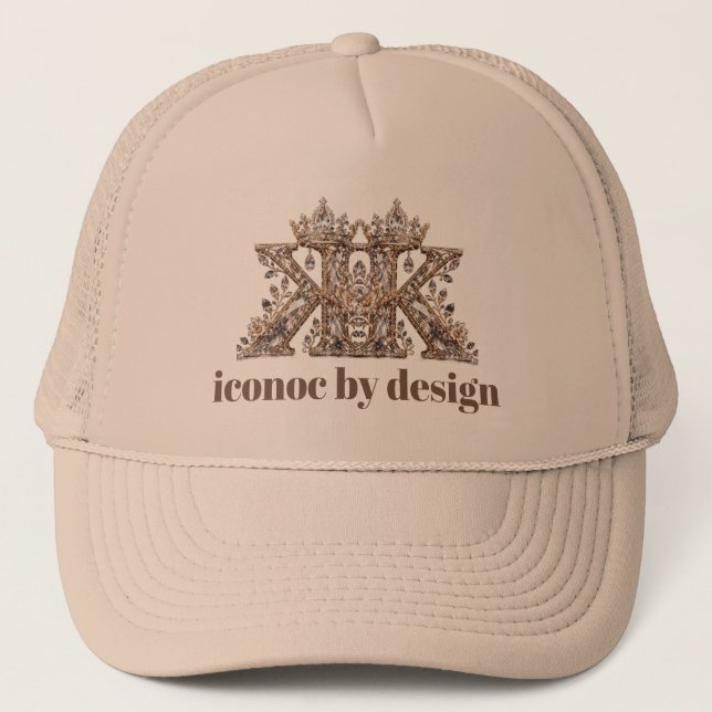 Boné Letra K Bege Cristal Design Luxo (Frente)