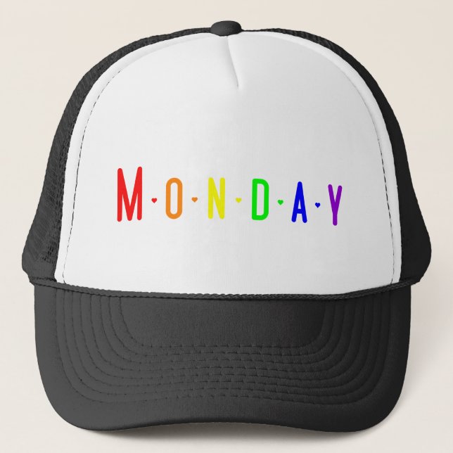 Boné Lettering Design ‘Monday’ in Rainbow Colors (Frente)