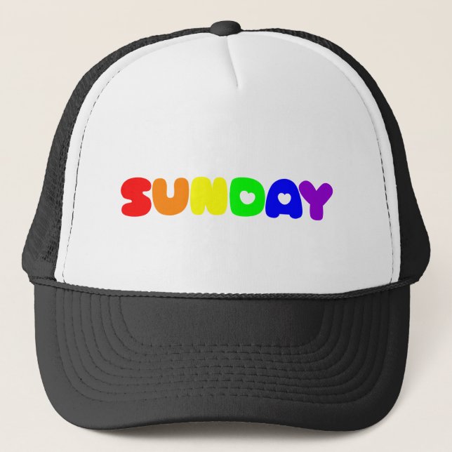 Boné Lettering Design ‘Sunday’ in Rainbow Colors (Frente)