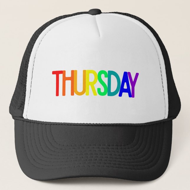Boné Lettering Design ‘Thursday’ in Rainbow Colors (Frente)