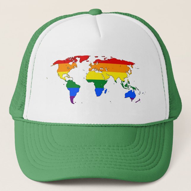 Boné LGBT rainbow pride world map Hat (Frente)