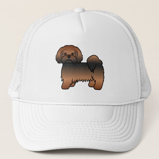 Boné Lhasa Apso Sable Vermelho Cachorro de Desenho Anim (Frente)