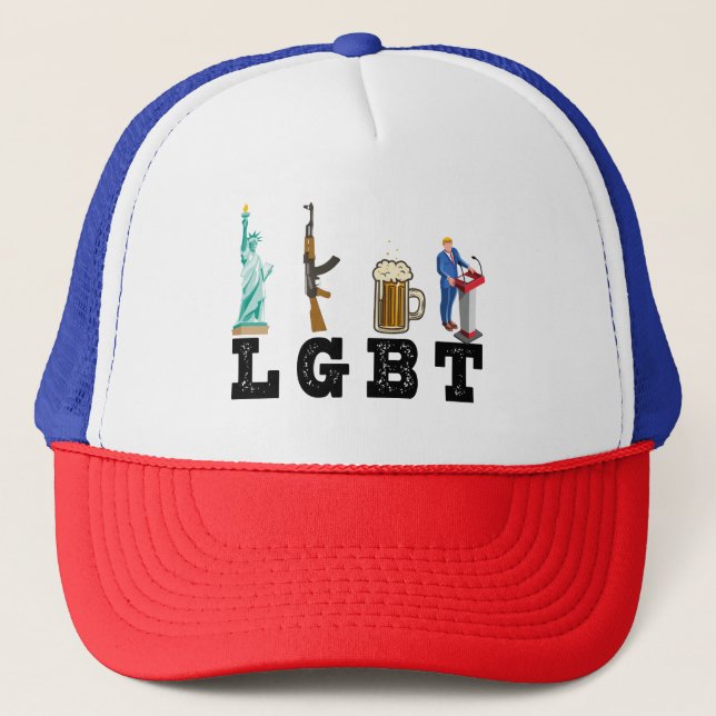 Boné Liberdade LGBT Armas Cerveja Trump Presente Políti (Frente)