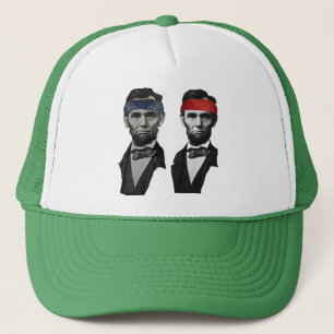 Boné Lincoln azul e vermelho