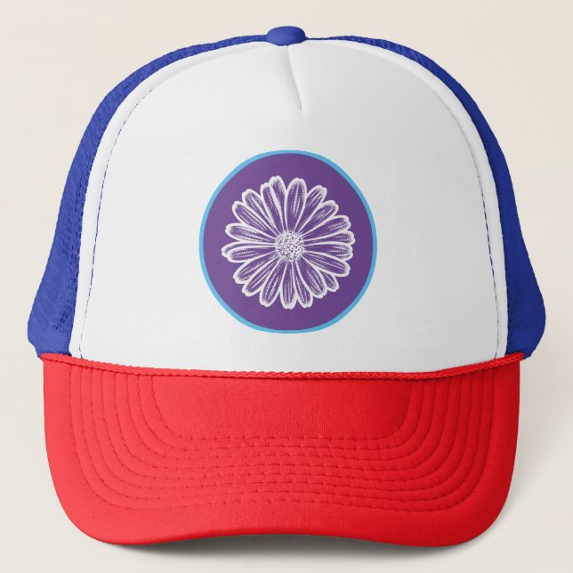 Boné Linda Flor de Margarida, Ilustração de Meio-Tons (Frente)