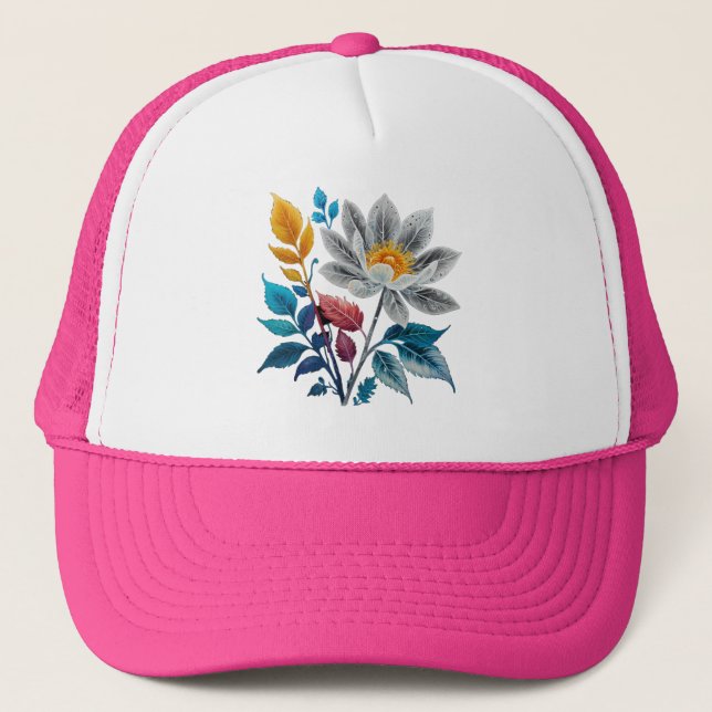 Boné lindas flores e folhas (Frente)