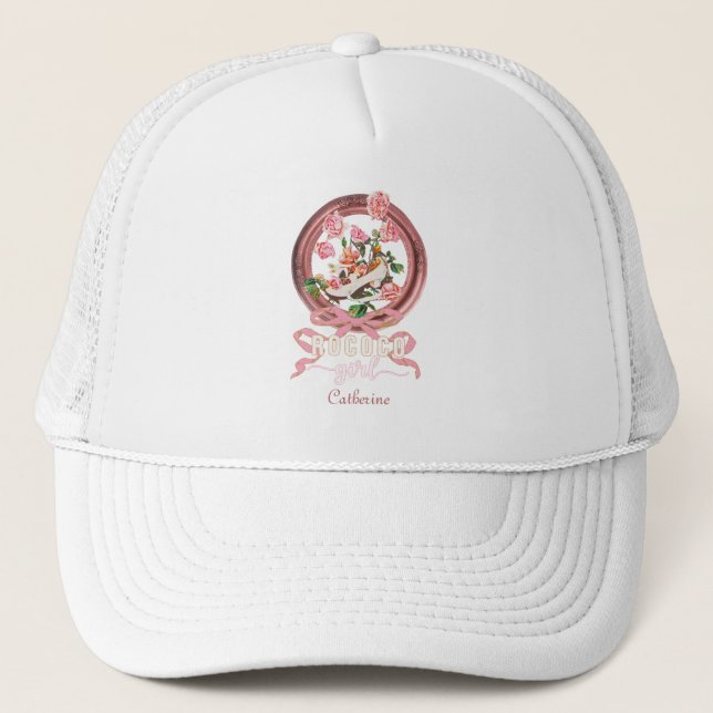 Boné Lindo Nome de Menina Clássico Rosa Rococó Rosas La (Frente)