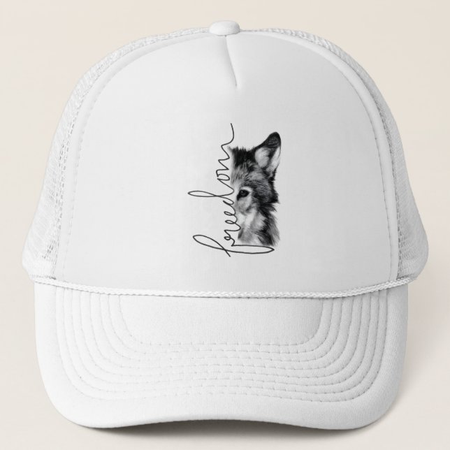 Boné Lobo da Liberdade Arte Minimalista em Linha - (Frente)