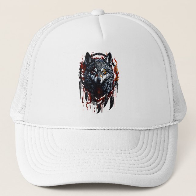 Boné Lobo Místico com Apanhador de Sonhos (Frente)