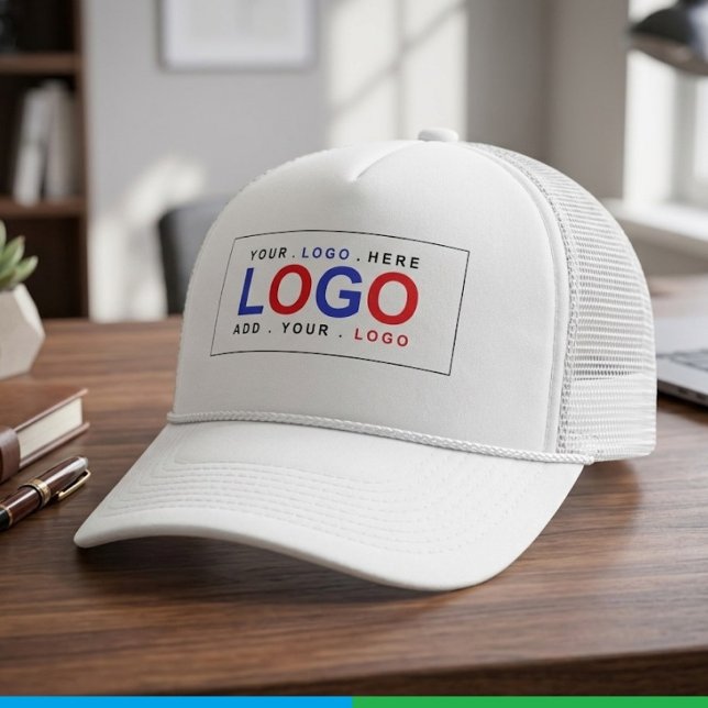 Boné Logotipo Comercial de Empresa Promocional Personal (Professional branded company hats, Customized promotional trucker caps, Small business logo mesh)