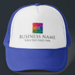 Boné Logotipo da Companhia de Upload Azul Branco E Real<br><div class="desc">White E Royal Blue Adicionar O Logotipo Personalizado Do Caminhoneiro Do Modelo.</div>