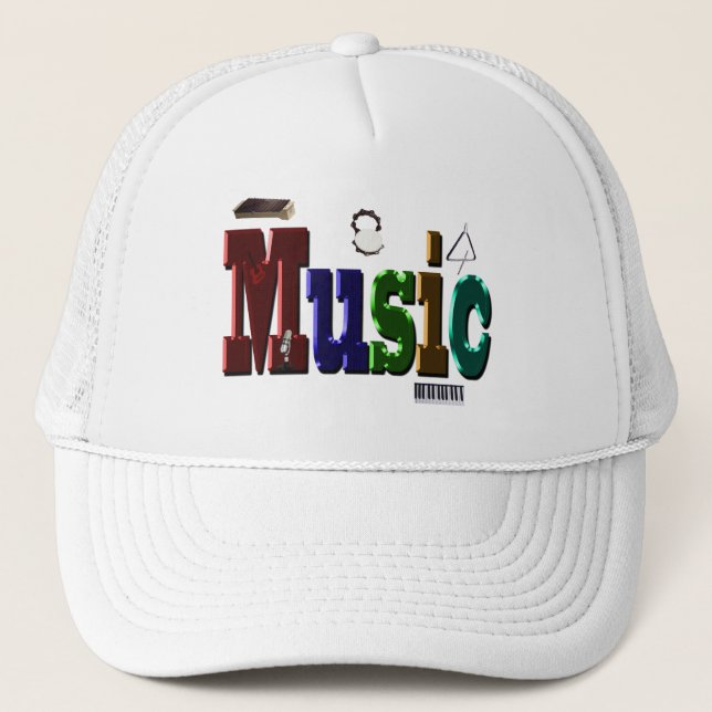 Boné Logotipo De Imagem Musical Com Instrumentos, (Frente)