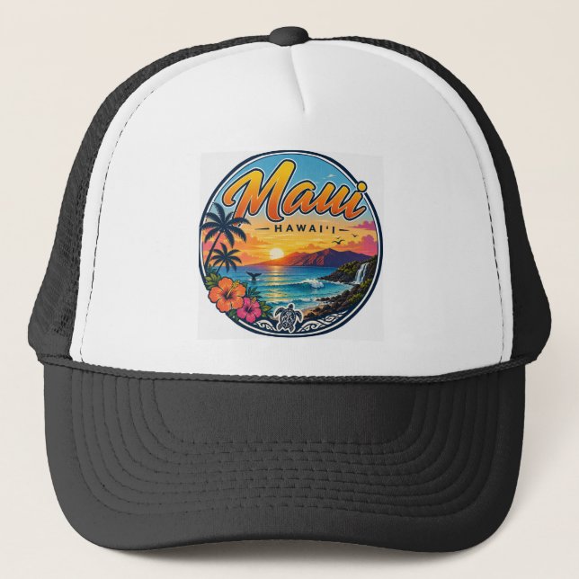 Boné Logotipo de Viagem Retro Maui Havaí (Frente)