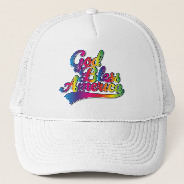 Boné logotipo do God Bless America Rainbow (Frente)