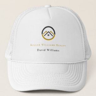 Boné logotipo personalizado branco e dourado de imóveis